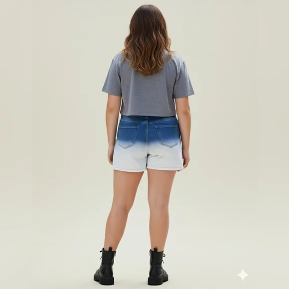 Thereabouts Girls Dip Dye High Rise Jean Shortie Shorts Plus Size 2XL/20.5 - Picture 9 of 11